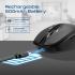Promate Flixi Triple Mode Wireless Mouse with Bluetooth 5.1, Dual 2.4GHz USB-A & USB-C Dongles, 800/1200/1600 DPI, Silent Clicks, 500mAh Battery, 7-Color LED, Type-C Charging, 10m Range - Black